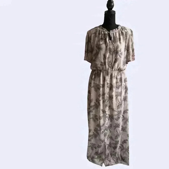 Roolee Sheer chiffon floral romantic baby doll maxi dress sz large cottagecore - Picture 5 of 8